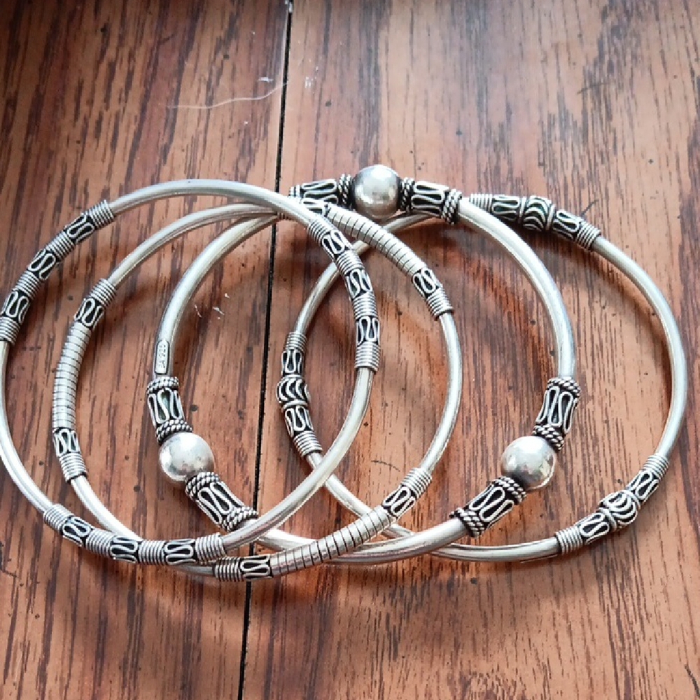 Elegant Sterling Silver Bangle Set